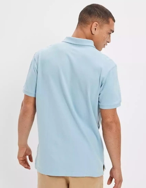 Polos American Eagle AE Super Soft Legend Pique Bleu Clair Homme | KNX-27470655